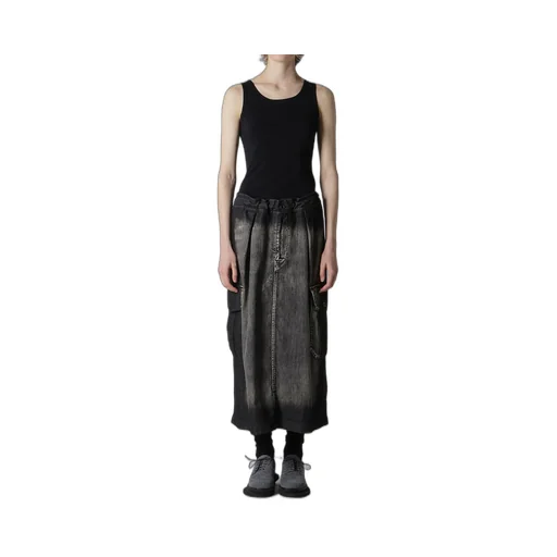Spotted Denim Side Pocket Straight Skirt