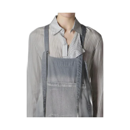 Spotted Denim Salopette Skirt