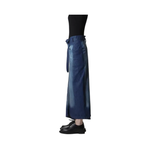 Spotted Denim Right Side Flare Skirt