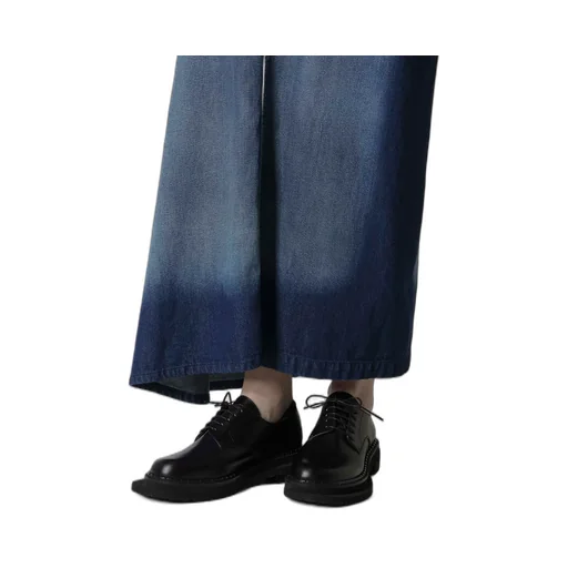 Spotted Denim Right Side Flare Skirt