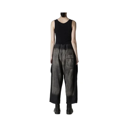 Spotted Denim Front Big Pocket Pants