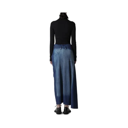 Spotted Denim Right Side Flare Skirt