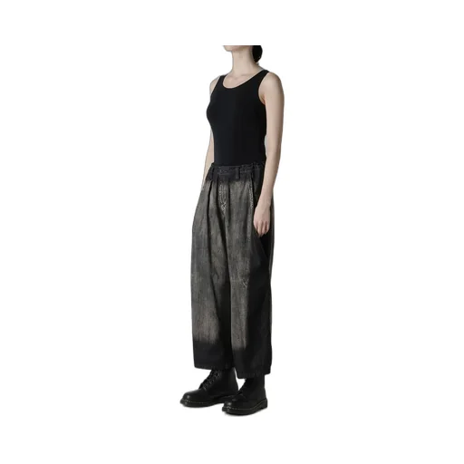 Spotted Denim Front Big Pocket Pants