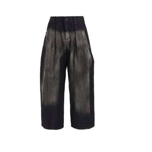 Spotted Denim Front Big Pocket Pants