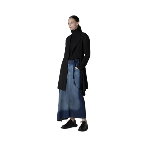 Spotted Denim Right Side Flare Skirt