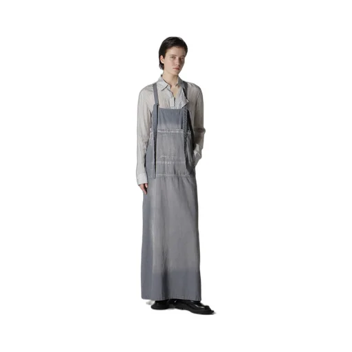 Spotted Denim Salopette Skirt