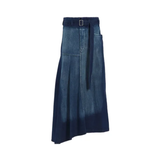Spotted Denim Right Side Flare Skirt