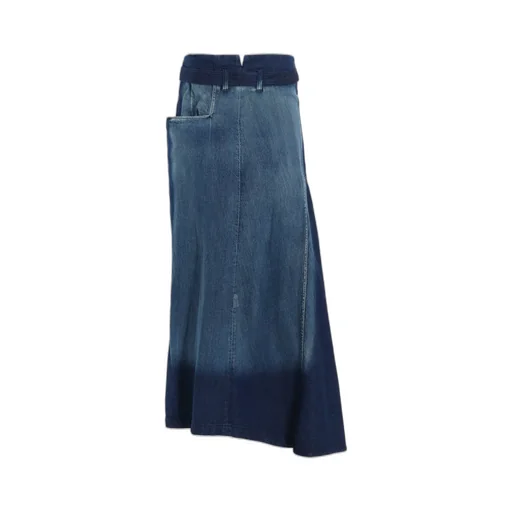 Spotted Denim Right Side Flare Skirt