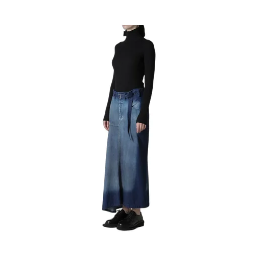 Spotted Denim Right Side Flare Skirt