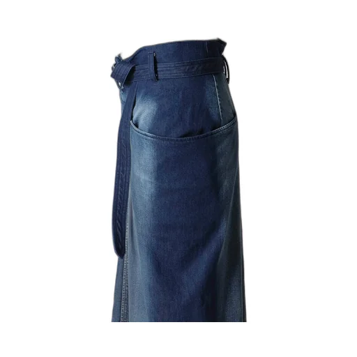 Spotted Denim Right Side Flare Skirt