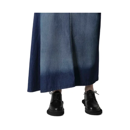 Spotted Denim Right Side Flare Skirt