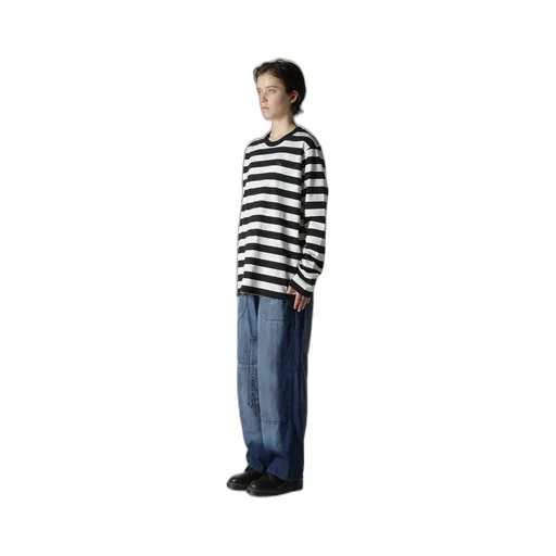 Flower Print/Stripe Y's Stitch Long Sleeve T