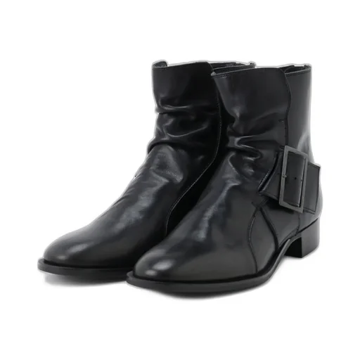 Semi-Matte Leather Belted Boots