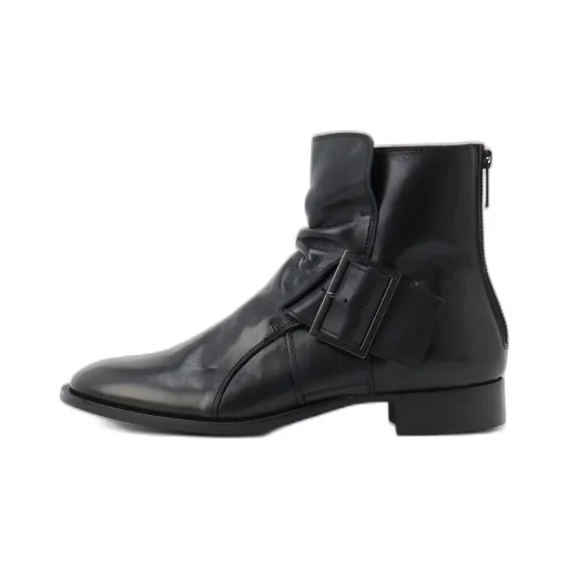 Semi-Matte Leather Belted Boots