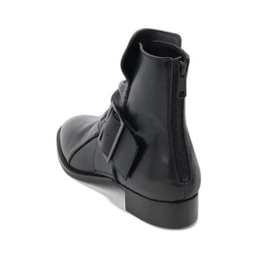 Semi-Matte Leather Belted Boots