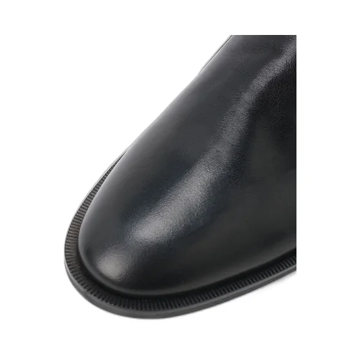 Semi-Matte Leather Belted Boots