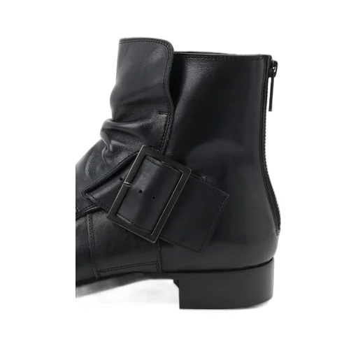 Semi-Matte Leather Belted Boots