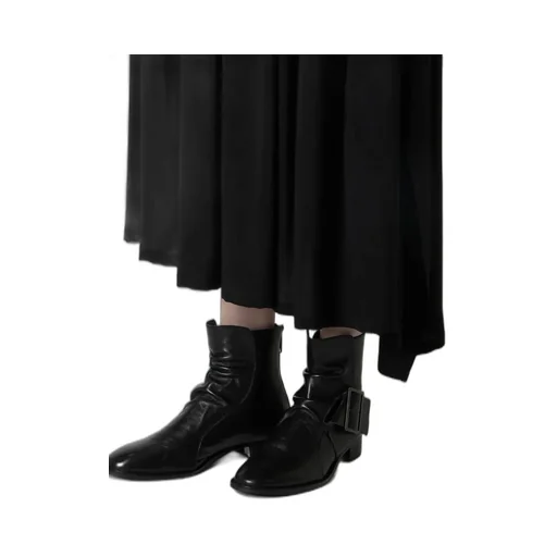 Semi-Matte Leather Belted Boots