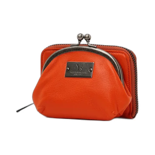 Semi-Glossy Leather Wallet W/ Metal Clasp