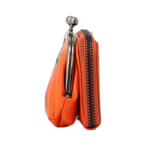 Semi-Glossy Leather Wallet W/ Metal Clasp