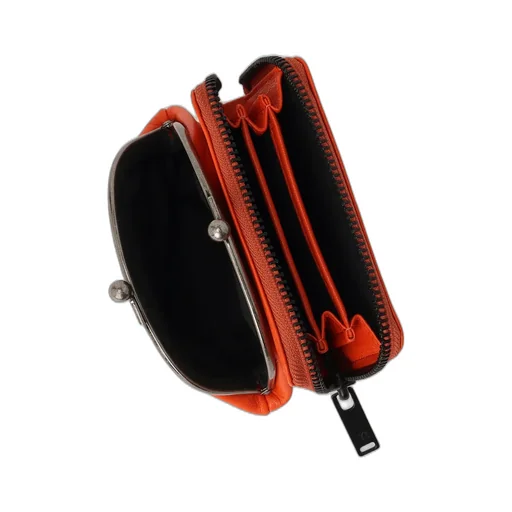 Semi-Glossy Leather Wallet W/ Metal Clasp