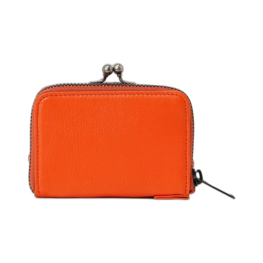 Semi-Glossy Leather Wallet W/ Metal Clasp