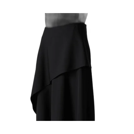 Wool Gabardine Middle Length Asymmetric Skirt