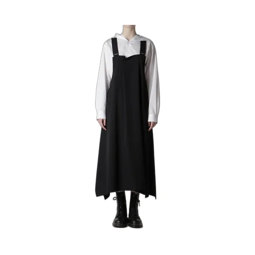 Wool Gabardine Overalls Dress