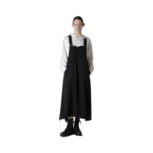 Wool Gabardine Overalls Dress