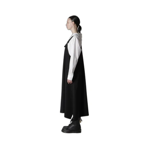 Wool Gabardine Overalls Dress