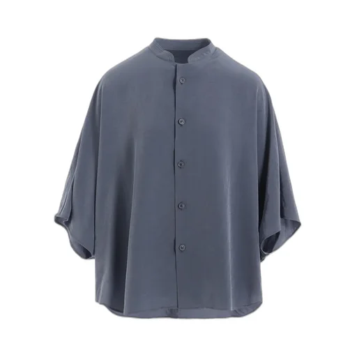 Crepe De Chine Stand Cape Blouse