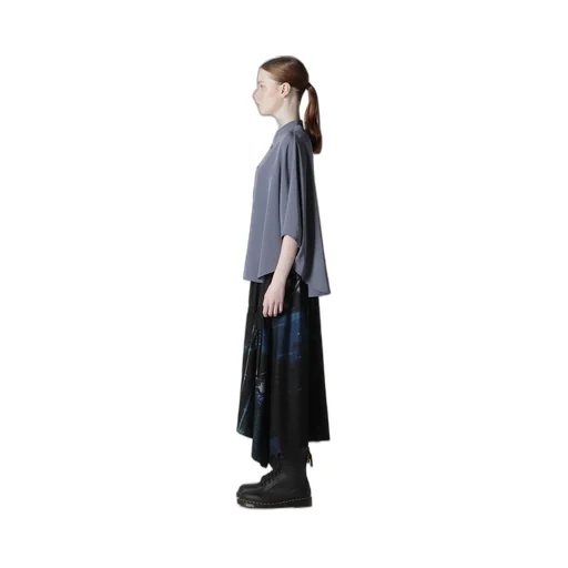 Crepe De Chine Stand Cape Blouse