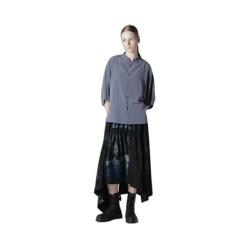 Crepe De Chine Stand Cape Blouse