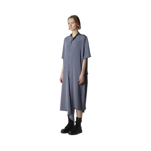 Crepe De Chine Half Sleeve Box Shirt Dress