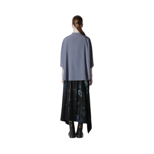 Crepe De Chine Stand Cape Blouse