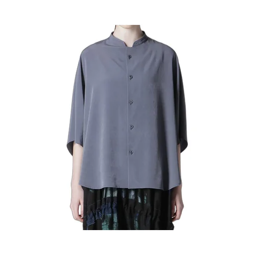 Crepe De Chine Stand Cape Blouse