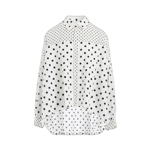 60/- Cotton Lawn Dot Print Long Sleeve Blouse