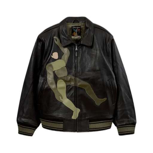 Falling Guy Soft Leather Varsity Jacket