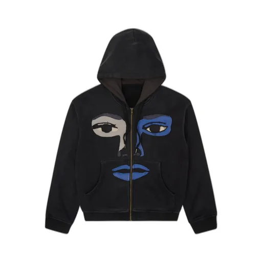 Patchwork Face Heavyweight Zip Up Hoodie
