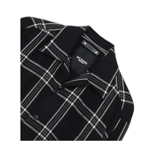 Wildside×Minedenim R.Wool Flannel Check Embroidery Open Collar Sh
