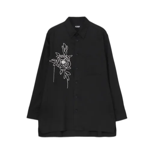T/R Twill Floral Thread-Drop Embroidered Shirt