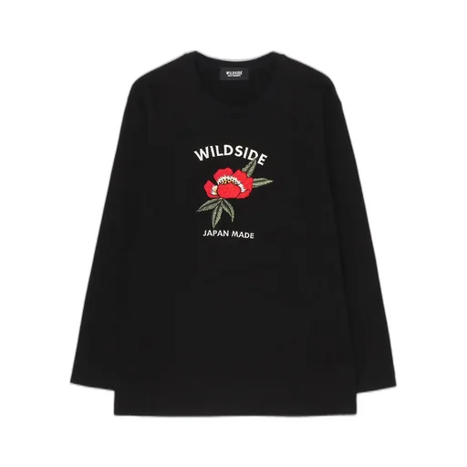Flower Embroidered Logo Long Sleeve T-Shirt