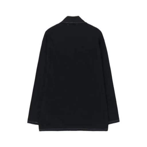 Cotton Jersey Half Zip Long Sleeve T-Shirt