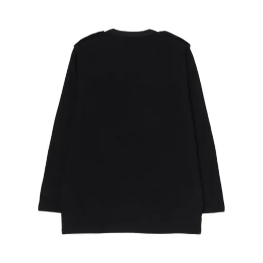 Cotton Jersey Shoulder Strap Henley Neck Long Sleeve T-Shirt
