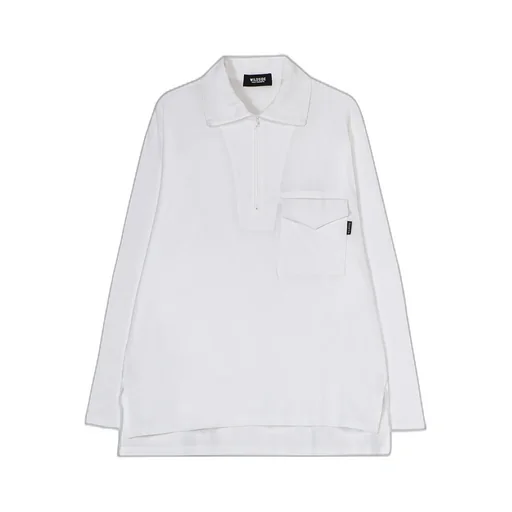 Cotton Jersey Half Zip Long Sleeve T-Shirt
