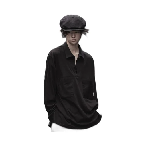 Cotton Jersey Collared Pocket Long Sleeve T-Shirt
