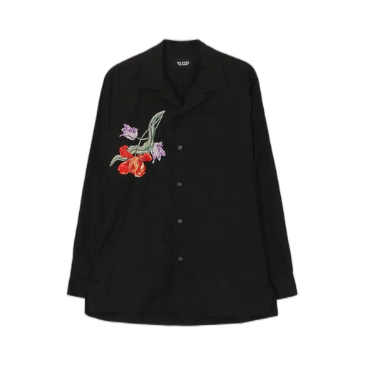 Tulip Embroidery Open Collar Shirt