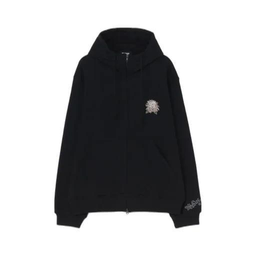 Embroidery Dahlia Zip Hoodie