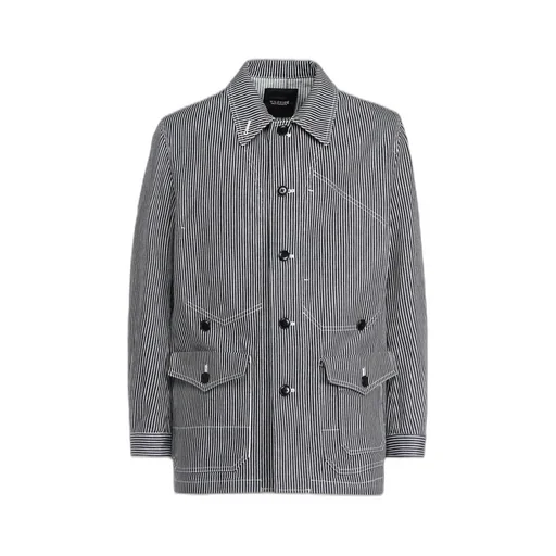 Hickory Stripe White Stitch Shirt Jacket