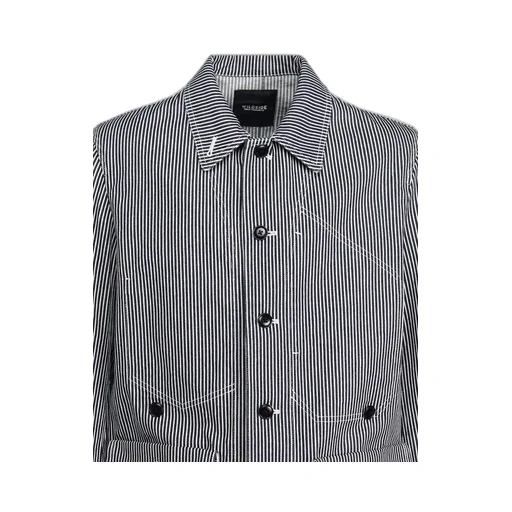 Hickory Stripe White Stitch Shirt Jacket
